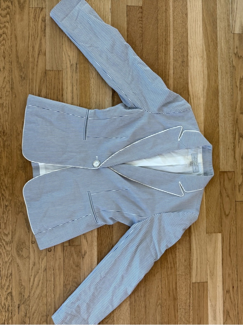 Tahari Blue and White Pinstripe Blazer